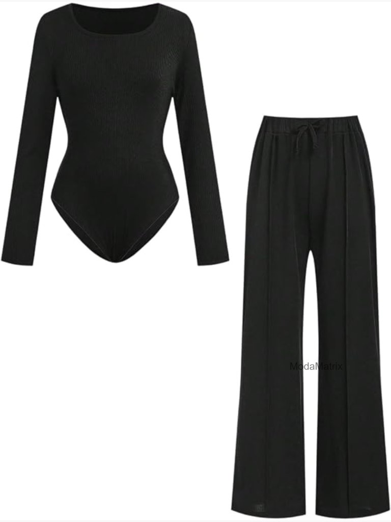 Girls 2 Piece Lounge Set Bodysuit & Wide Leg Pants 8-12y